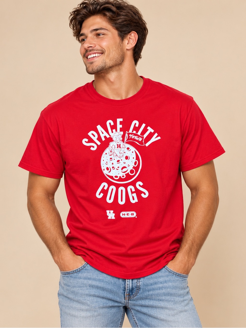 Gildan Houston Cougars Space City Coogs Graphic T-Shirt Red XL